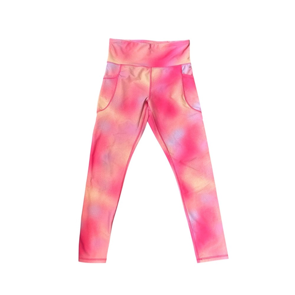 Old Navy‎ Active Powersoft High Rise Leggings Pink Tie Dye Shimmer Pockets XL